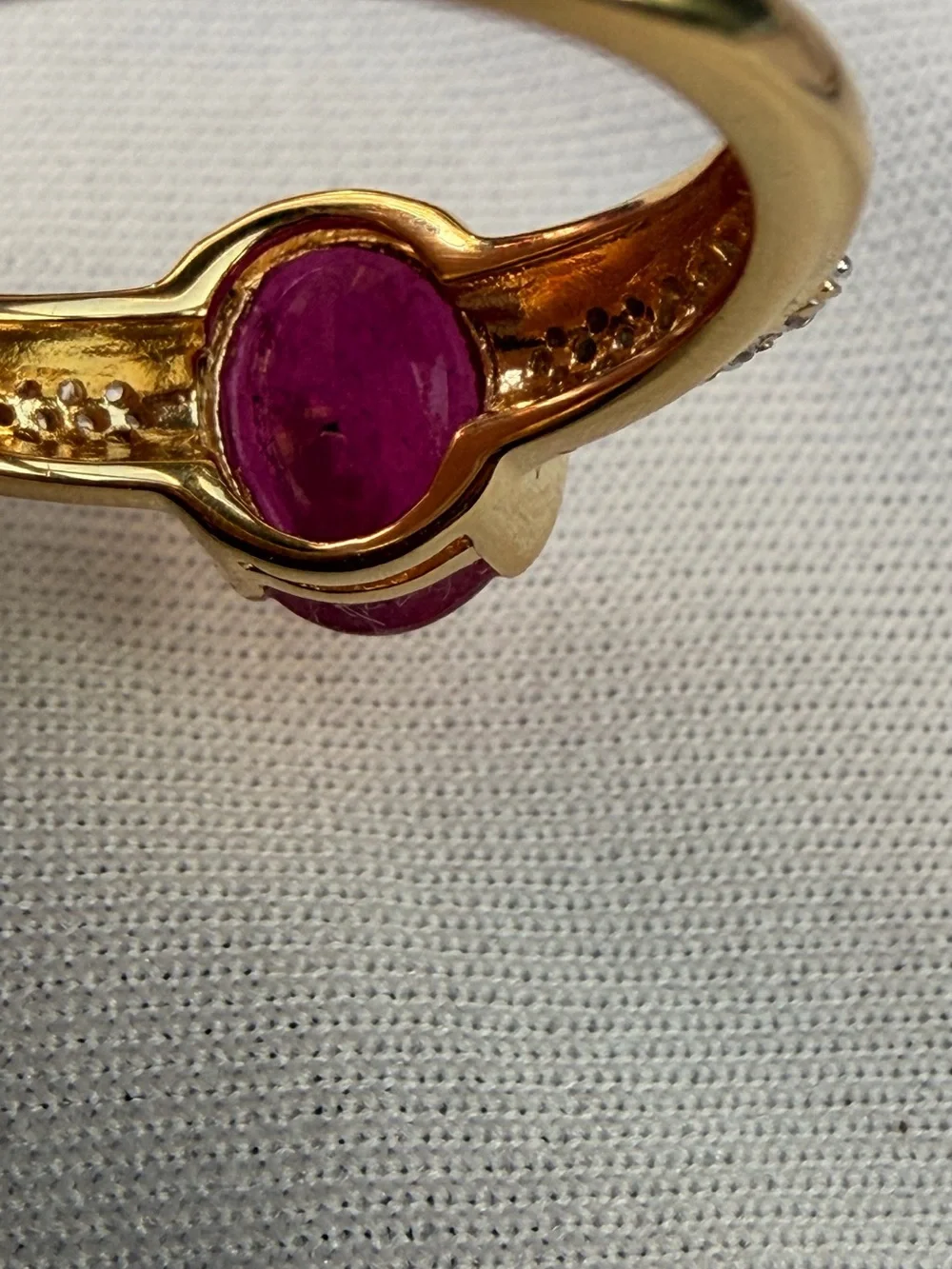 10K Yellow Gold/925 Sterling Silver NW Zircon and Ruby Ring